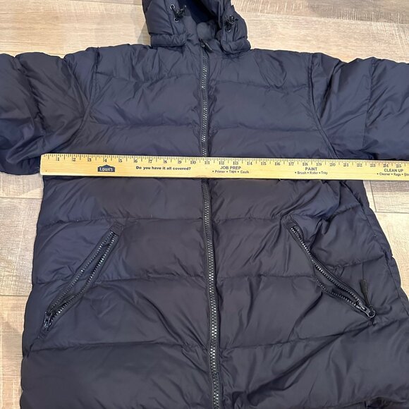 LANDS END MENS MEDIUM 38-40 HOODED PUFFER JACKET COAT NAVY BLUE - Picture 4 of 9